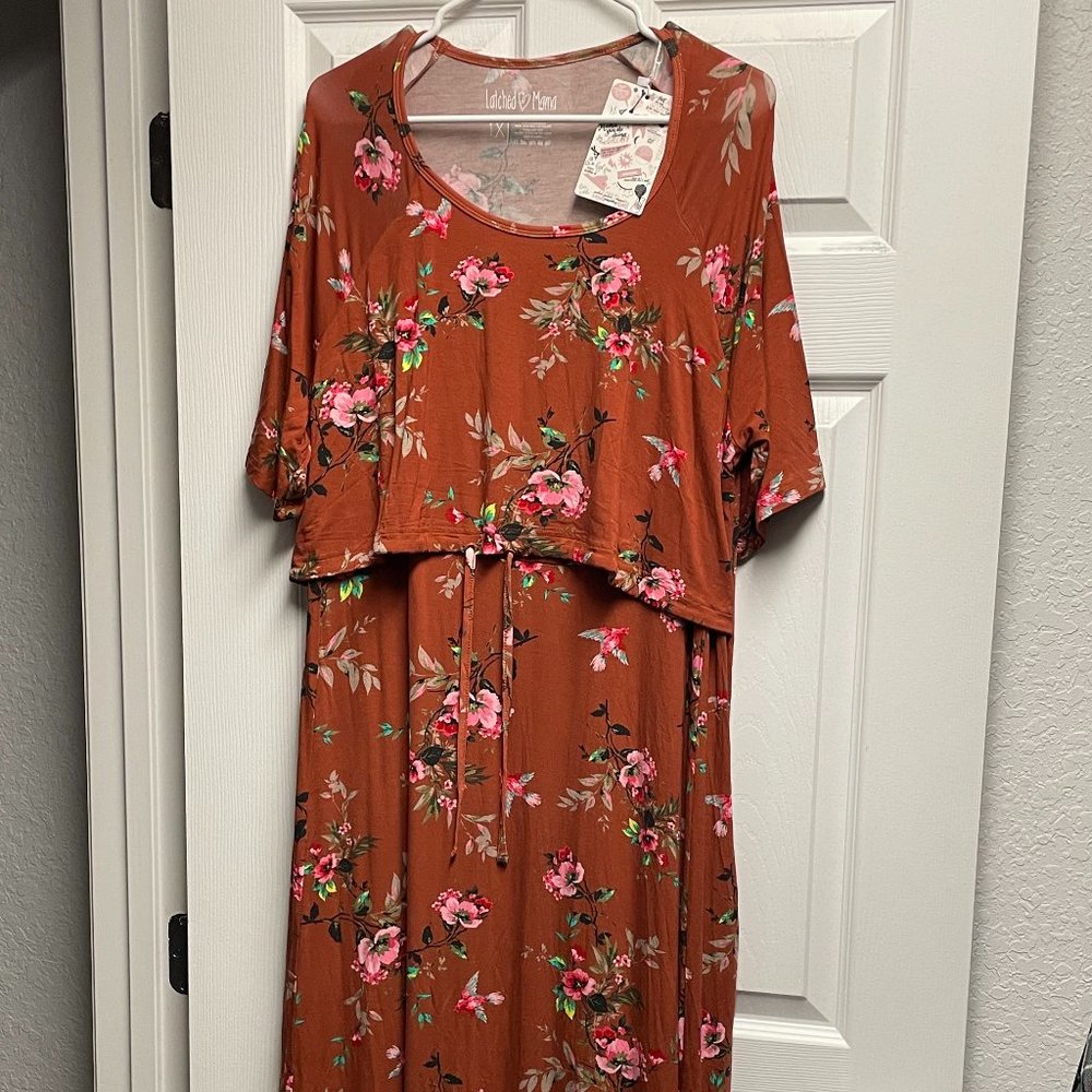 Latched Mama Drawstring Midi Dress 1X - NWT
